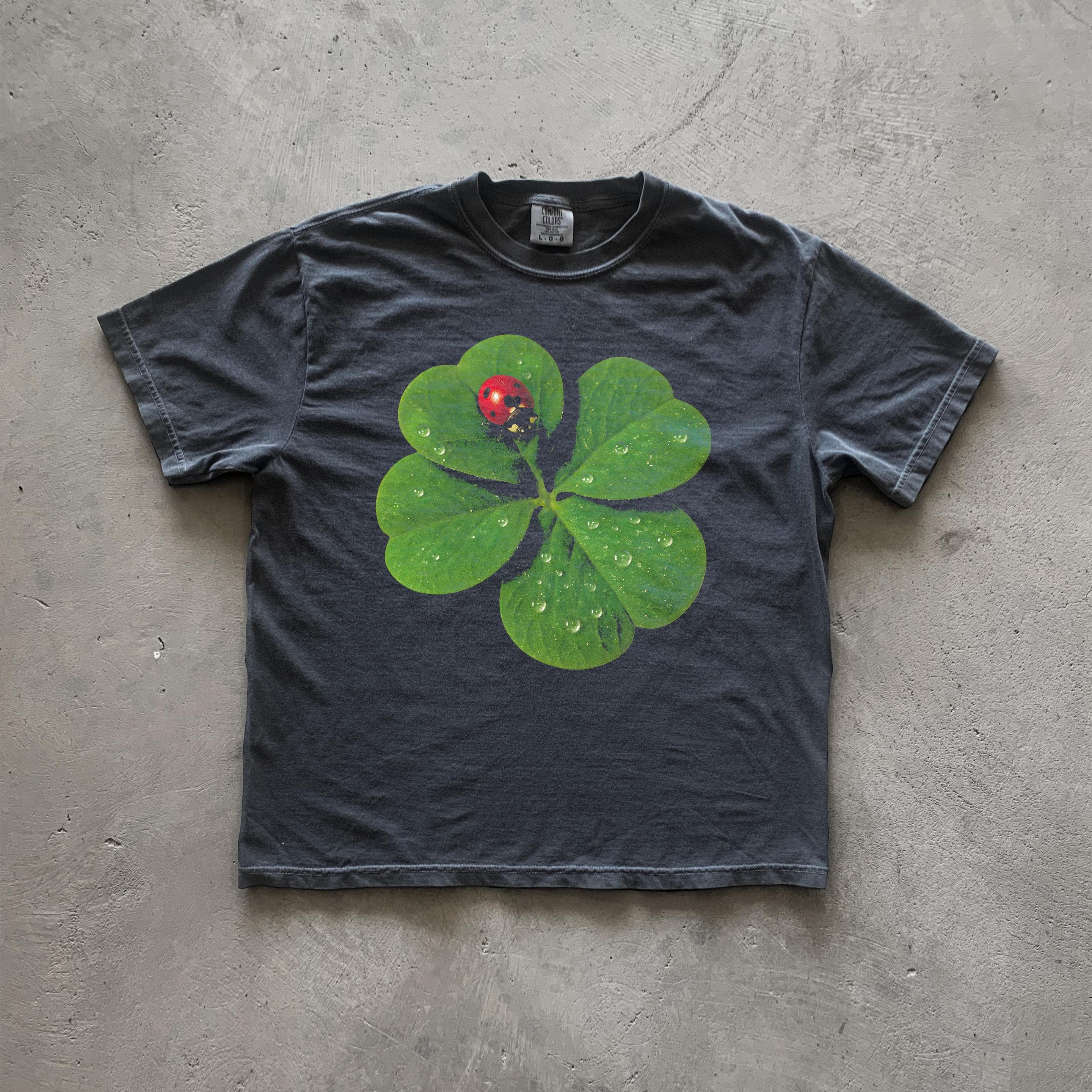 Lady Bug Lucky Clover - Nature Lover Tee, Gift, Botanical Art Shirt, Casual Unisex, Eco-Friendly Fashion, retro style , Cottagecore, vintage Pepper
