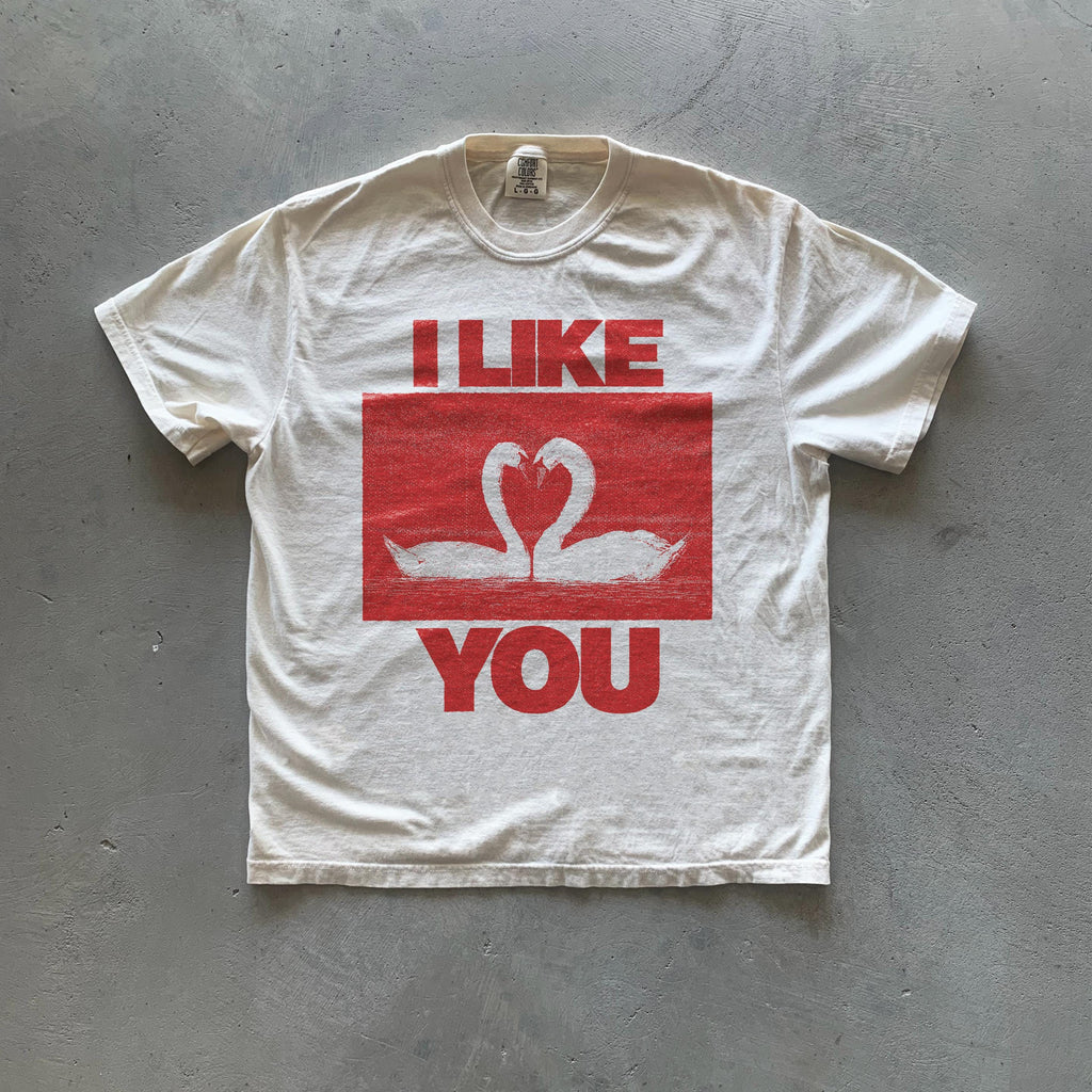 I Like You Unisex Garment-Dyed T-shirt | Cute Relationship Shirt, Gift for Friends, Valentine's Day, Casual Wear, Cozy Gift Ivory